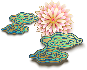 中式金边立体花卉牡丹元素