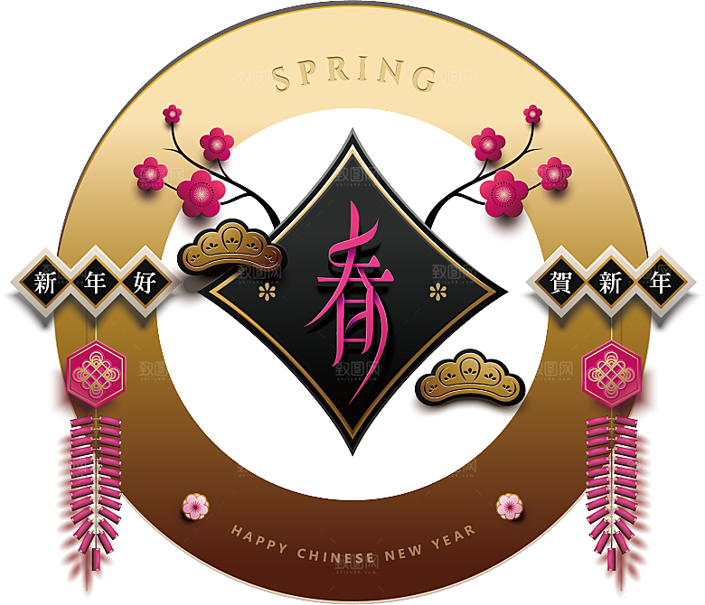 手绘装饰花卉牡丹免扣素材