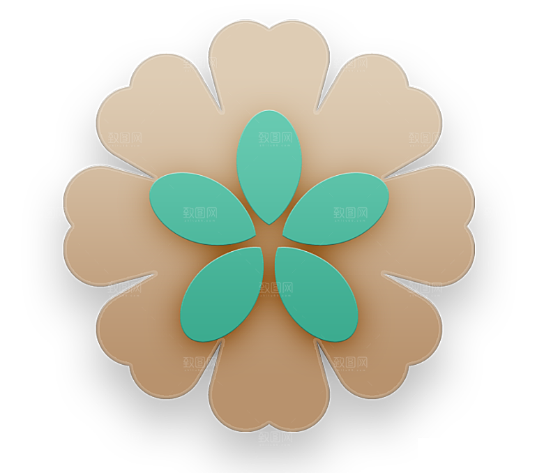 手绘装饰花卉牡丹免扣素材