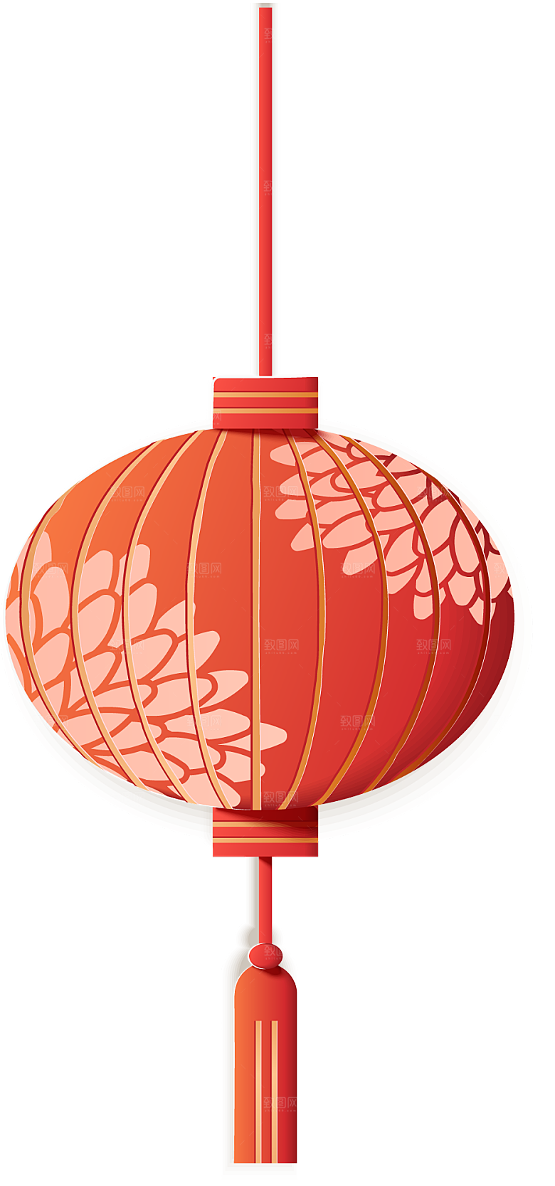 中式金边立体花卉牡丹元素