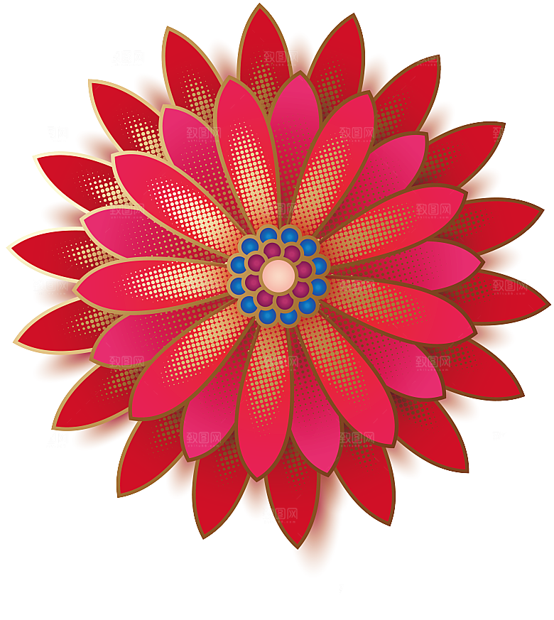 手绘装饰花卉牡丹免扣素材