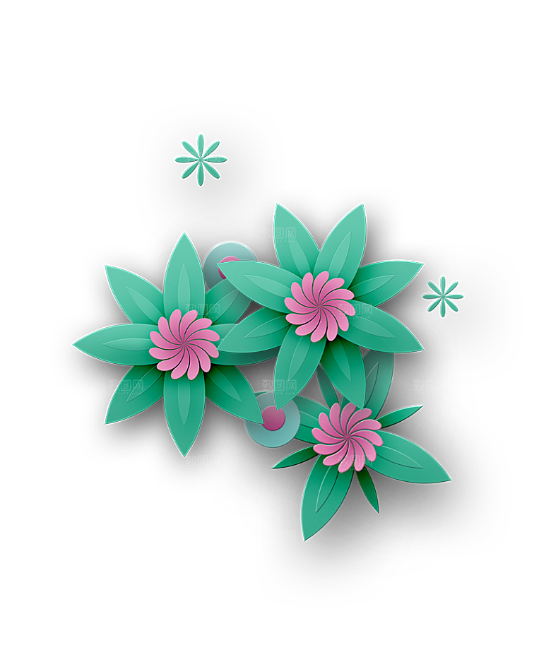 手绘装饰花卉牡丹免扣素材