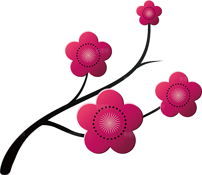 手绘装饰花卉牡丹免扣素材