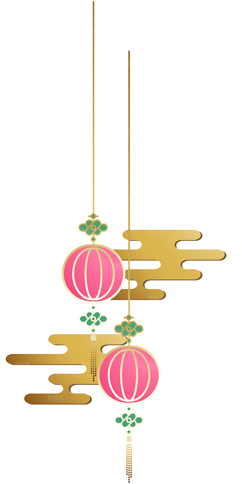 中式金边立体花卉牡丹元素