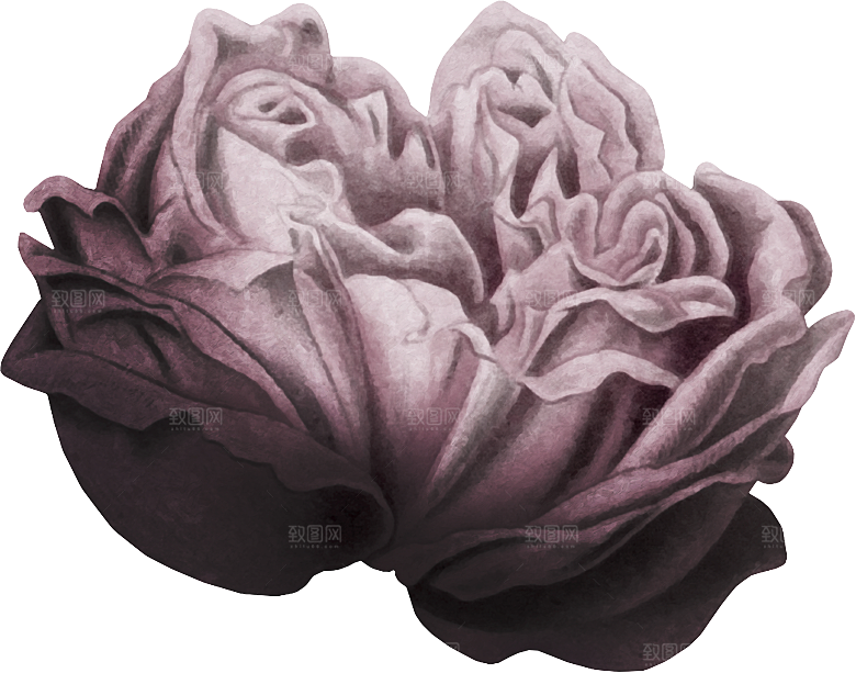 手绘装饰花卉牡丹免扣素材