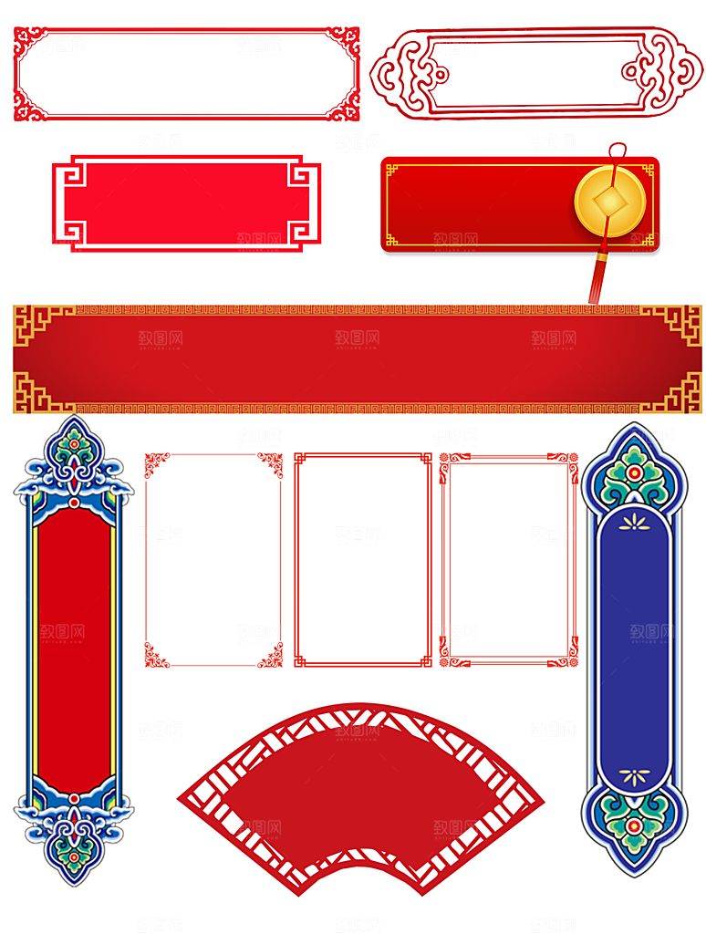 中国风中式边框背景促销元素