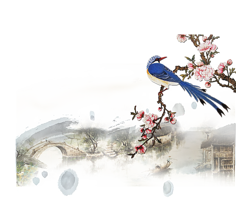中式工笔画花卉牡丹梅花元素