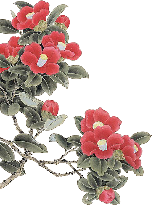 手绘古风中式花卉免扣素材