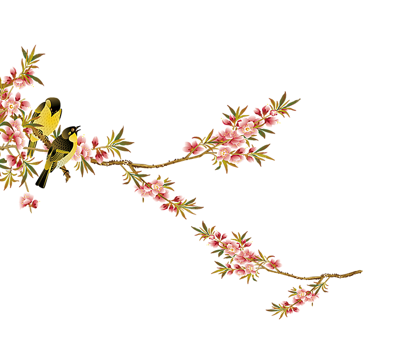 手绘古风中式花卉免扣素材