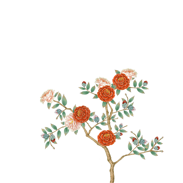 手绘古风中式花卉免扣素材