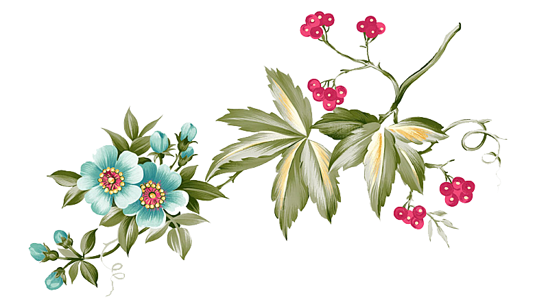手绘古风中式花卉免扣素材