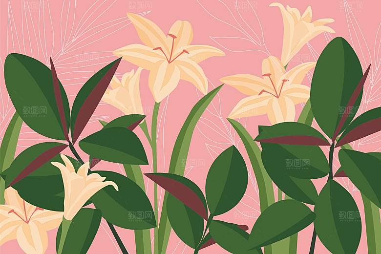 唯美植物花卉花纹背景模版