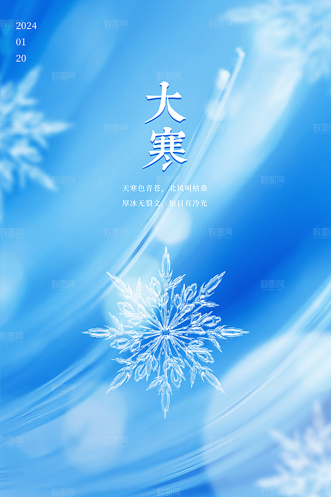 简约唯美冬季冬天大寒海报