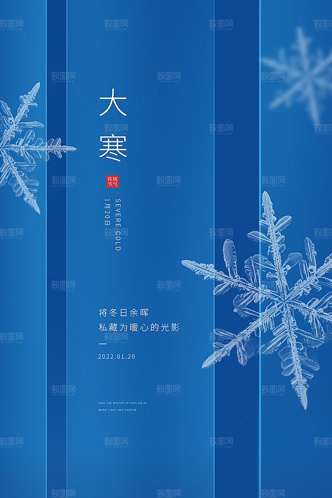 大寒二十四节气简约借势海报