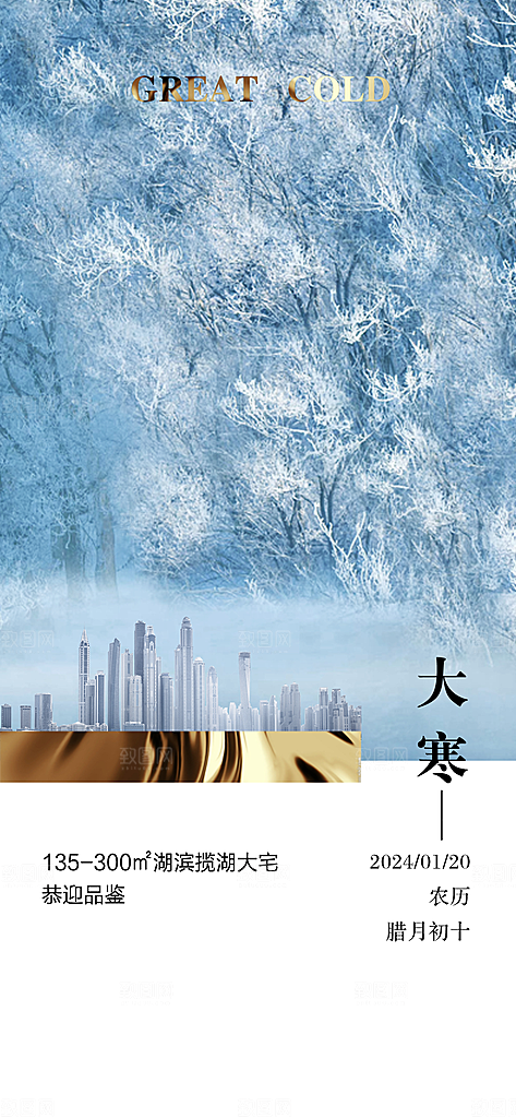 简约24节气之大寒节气海报