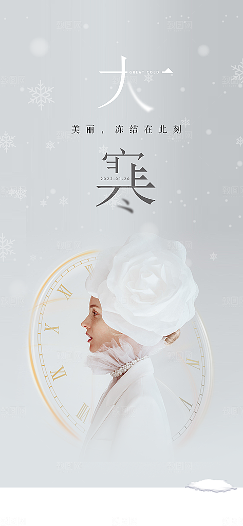 简约24节气之大寒节气海报
