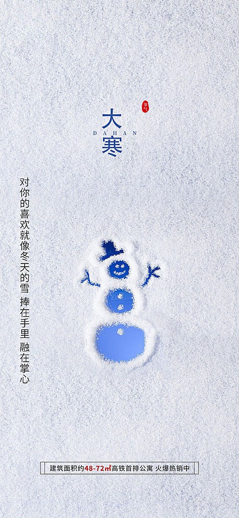 简约24节气之大寒节气海报