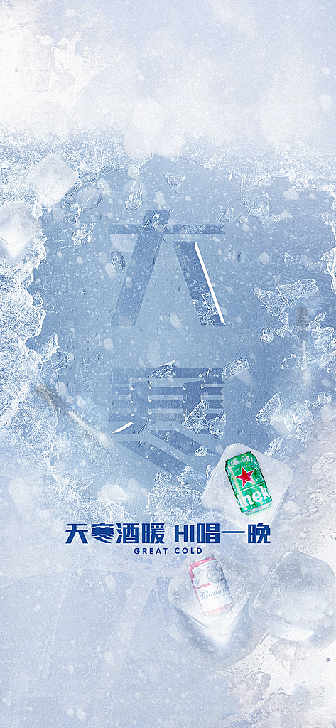 简约唯美冬季冬天大寒海报