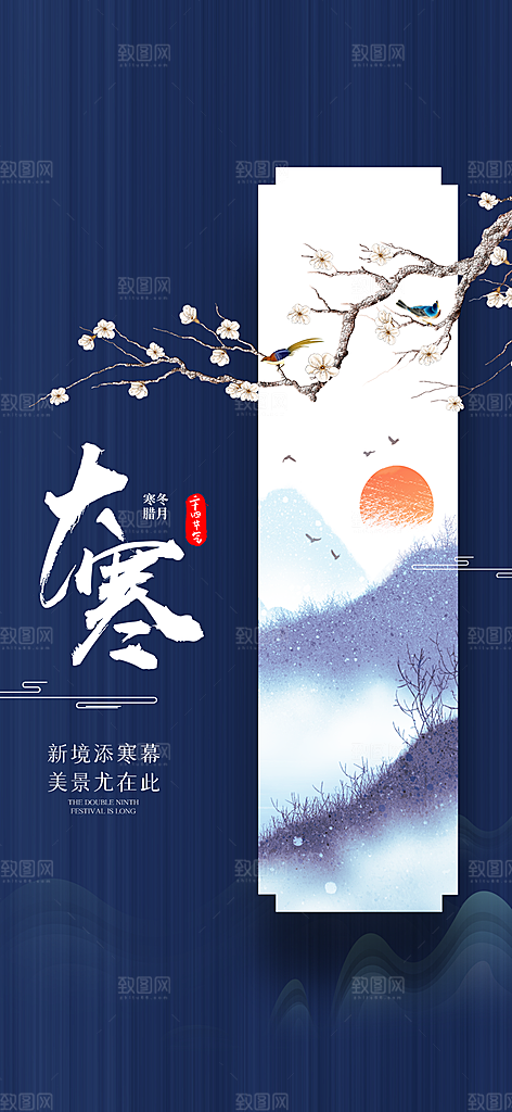 大寒二十四节气简约借势海报