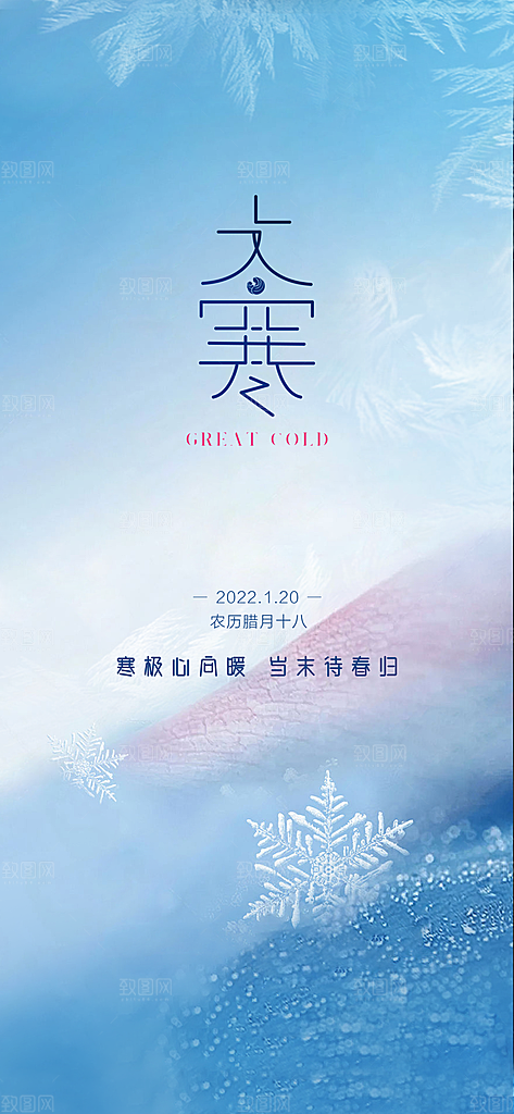 简约24节气之大寒节气海报