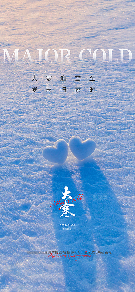 大寒二十四节气简约借势海报