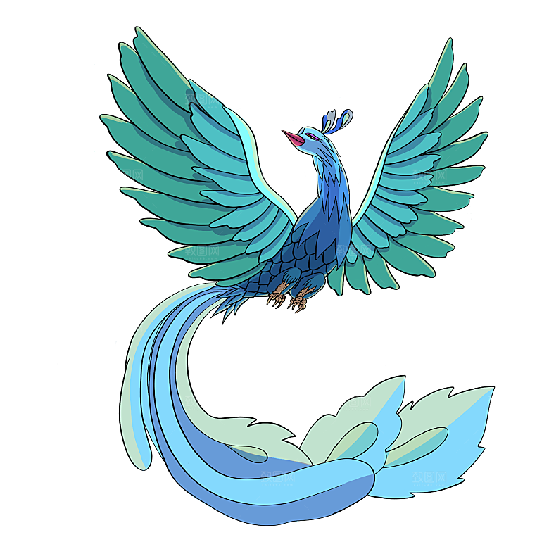 上古神兽山海经玄武朱雀插画素材