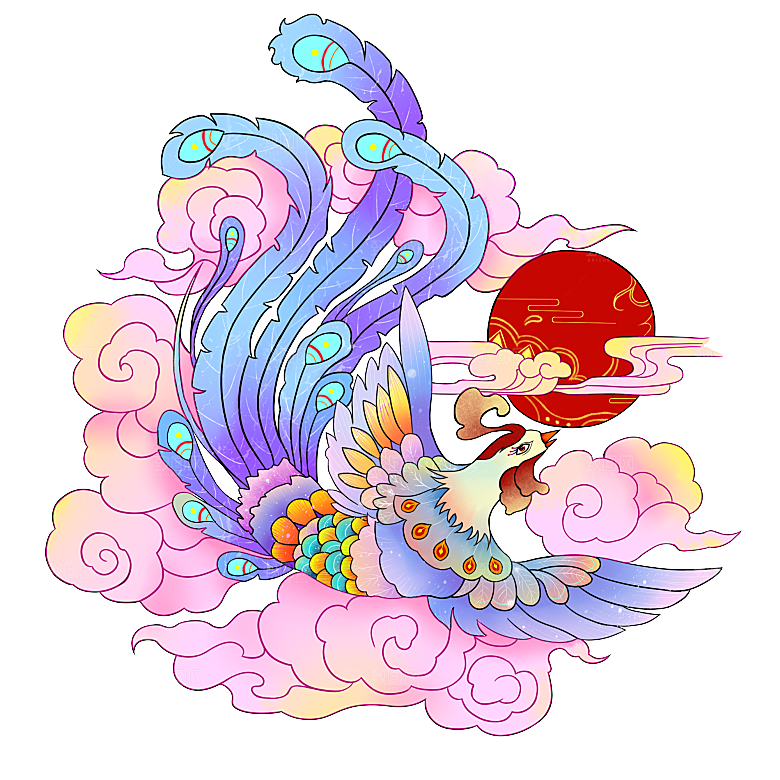 上古神兽山海经玄武朱雀插画素材