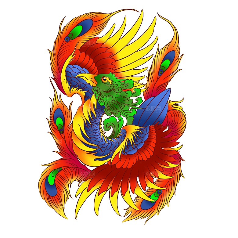 上古神兽山海经玄武朱雀插画素材