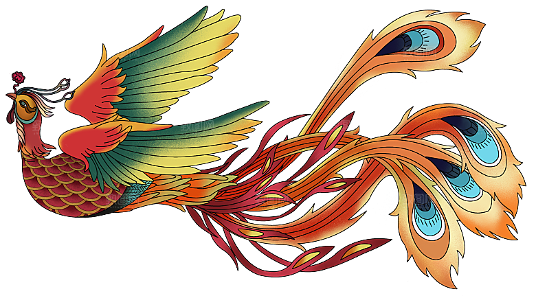 上古神兽山海经玄武朱雀插画素材
