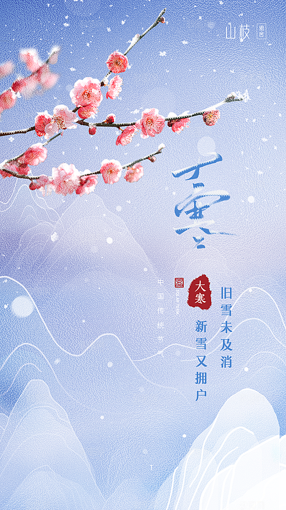 简约24节气之大寒节气海报