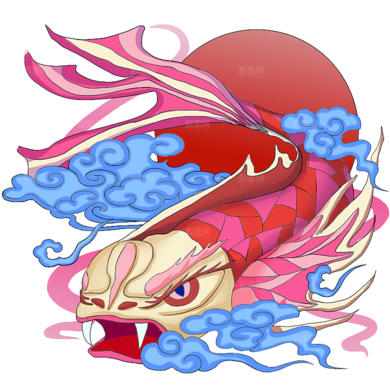 上古神兽山海经玄武朱雀插画素材