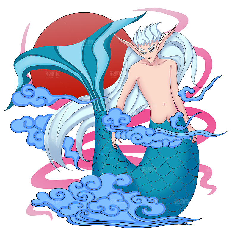 上古神兽山海经玄武朱雀插画素材