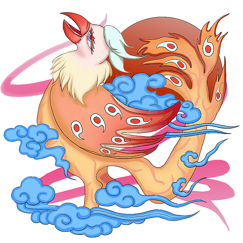 上古神兽山海经玄武朱雀插画素材