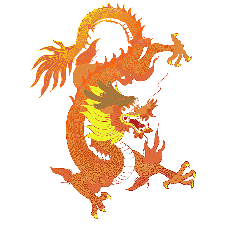 简约大气国潮风神兽插画元素模版