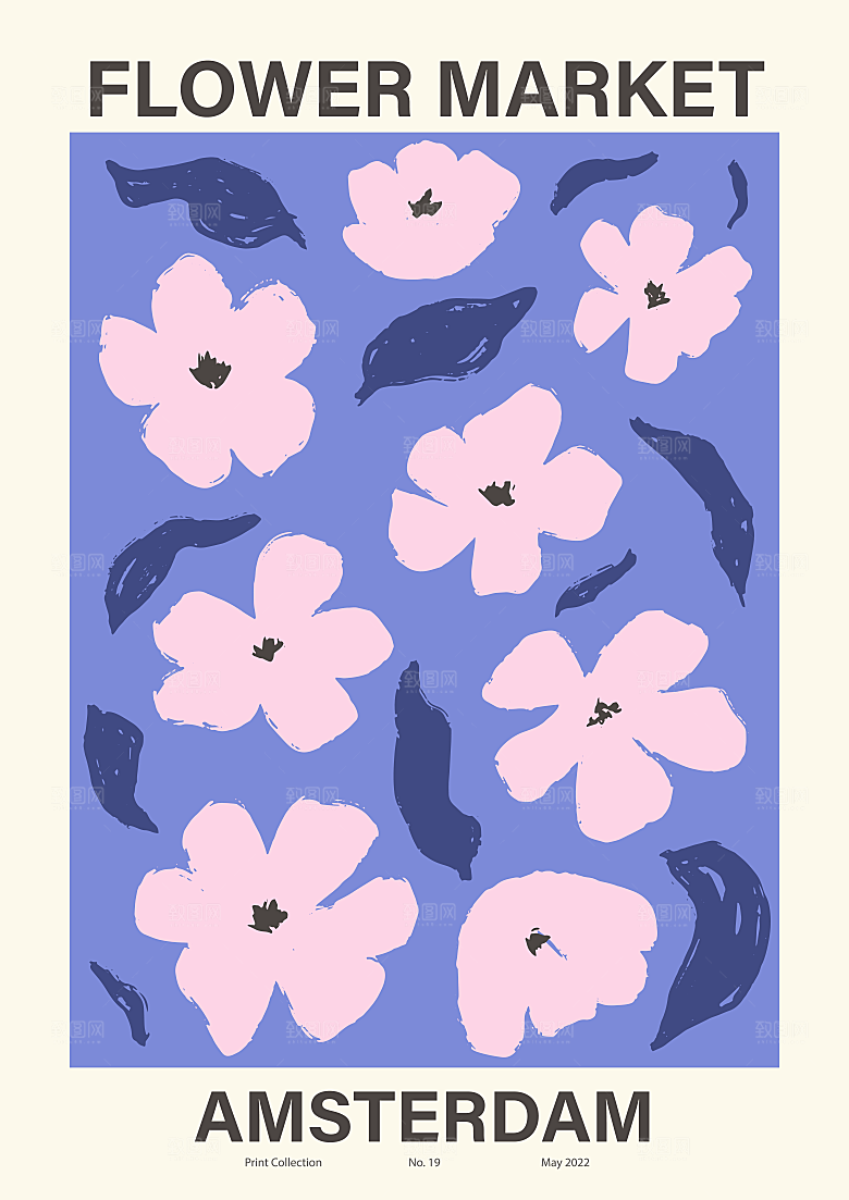 北欧文艺复古小清新植物花卉插画