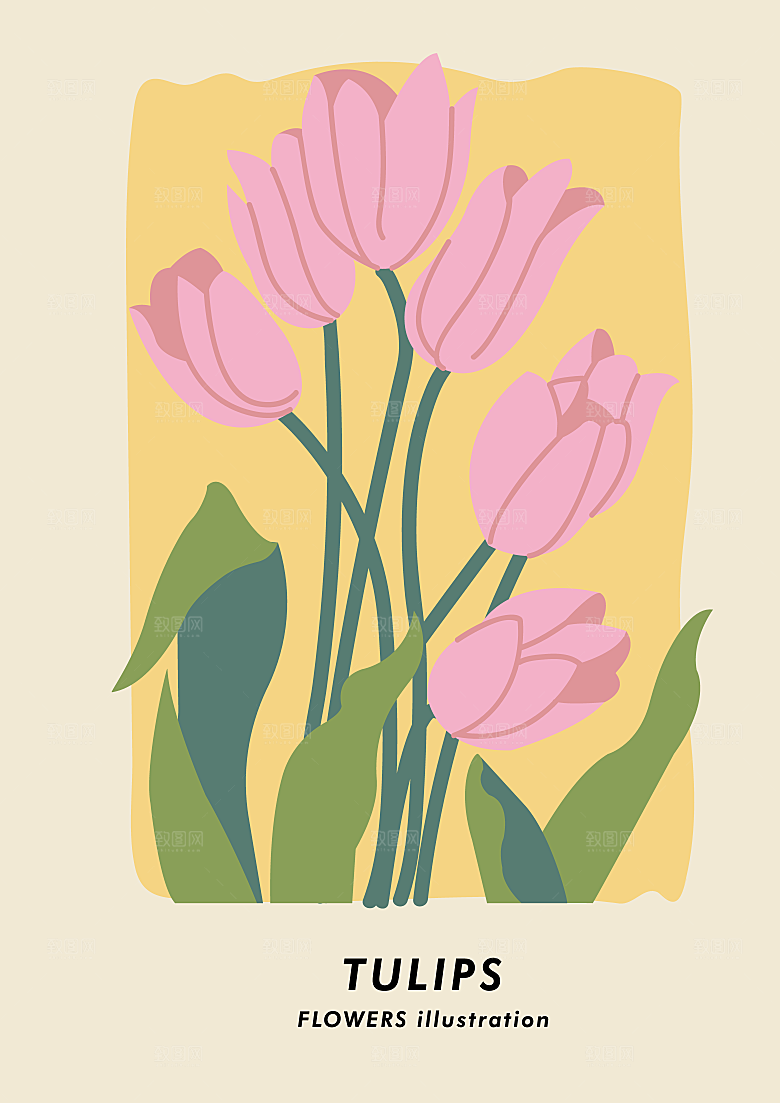 北欧文艺复古小清新植物花卉插画