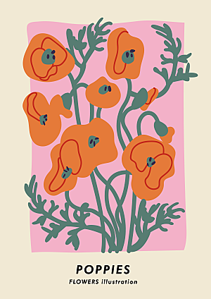 北欧文艺复古小清新植物花卉插画