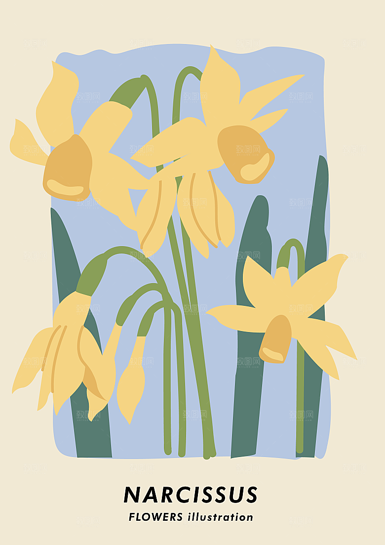 北欧文艺复古小清新植物花卉插画