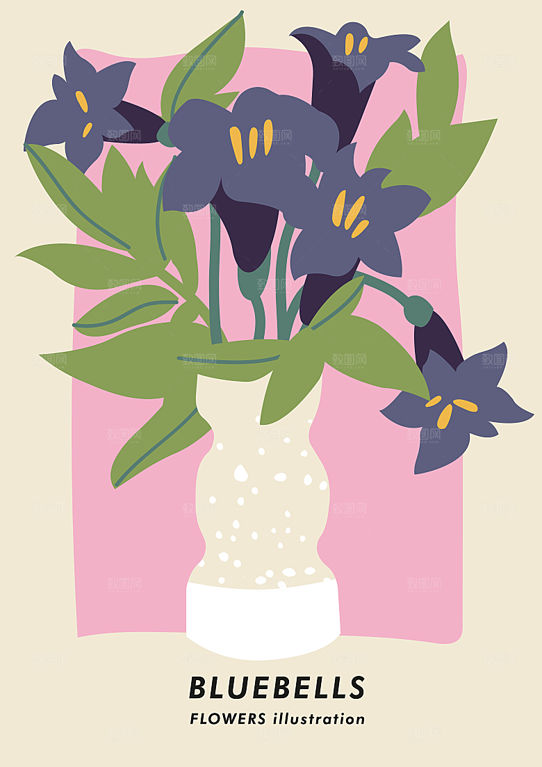 简约大气小清新植物花卉插画