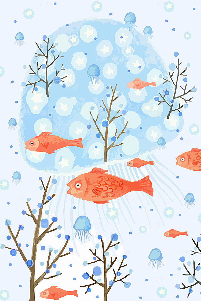 简约大气动物手绘图案插画素材