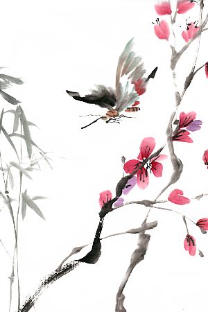 中国风武侠水墨竹子PNG元素