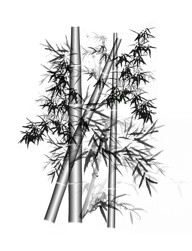 中国风武侠水墨竹子PNG元素