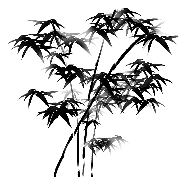 中国风武侠水墨竹子PNG元素