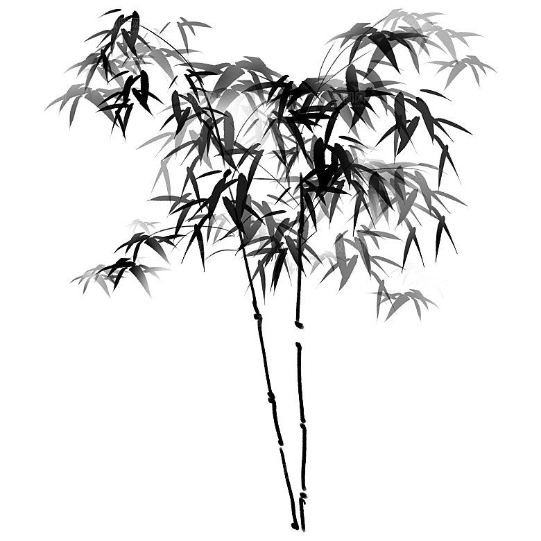 中式古风水墨竹子免扣素材