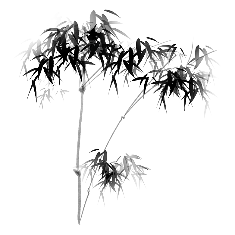中国风武侠水墨竹子PNG元素