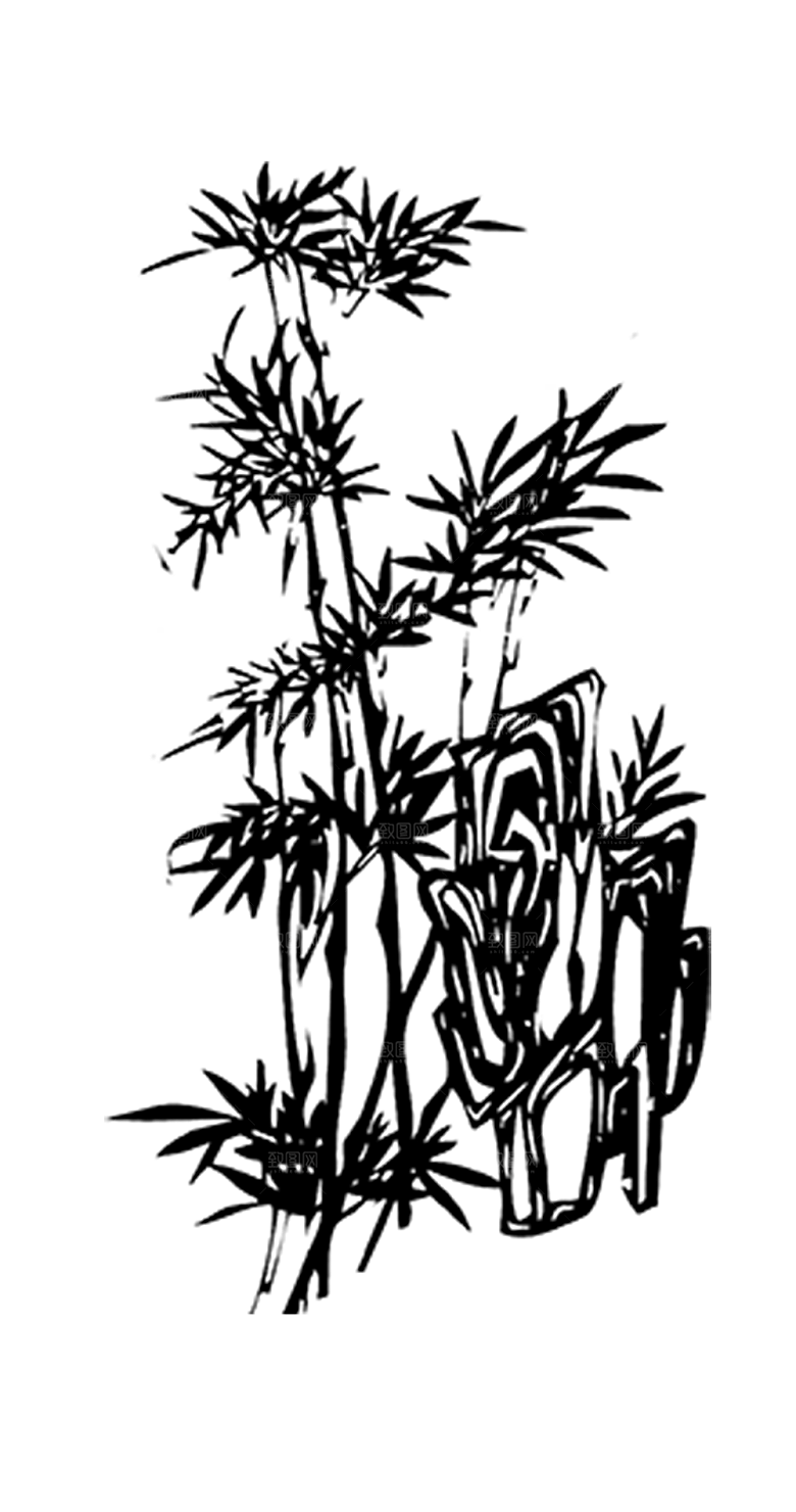 中式古风水墨竹子免扣素材