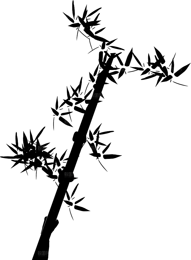 中式古风水墨竹子免扣素材