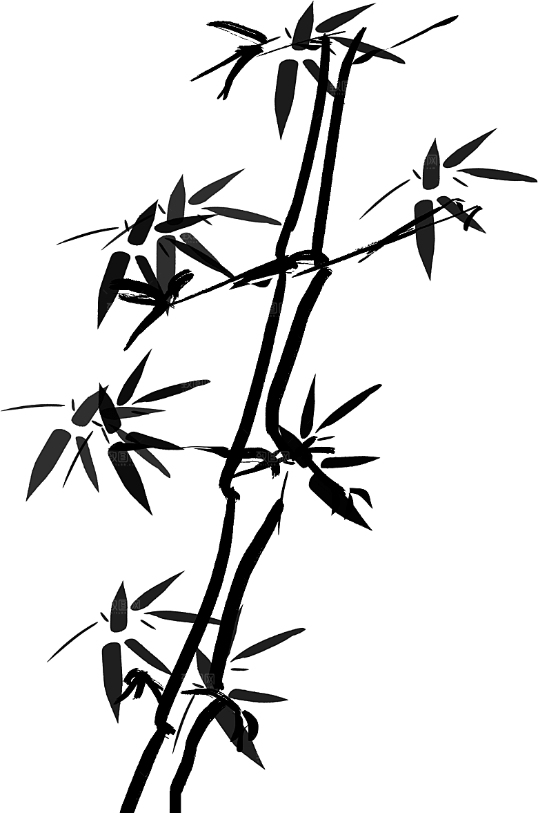 中国风武侠水墨竹子PNG元素