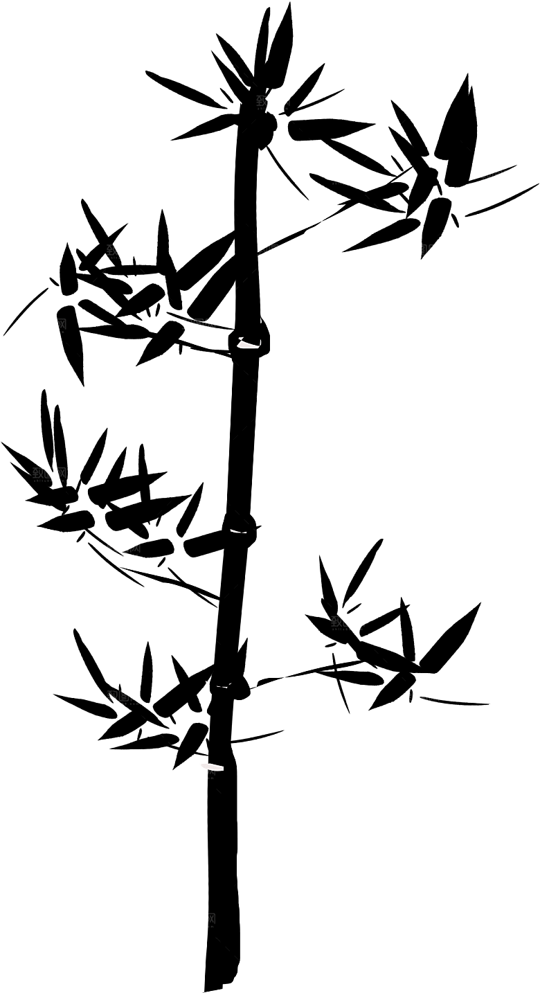 中式古风水墨竹子免扣素材