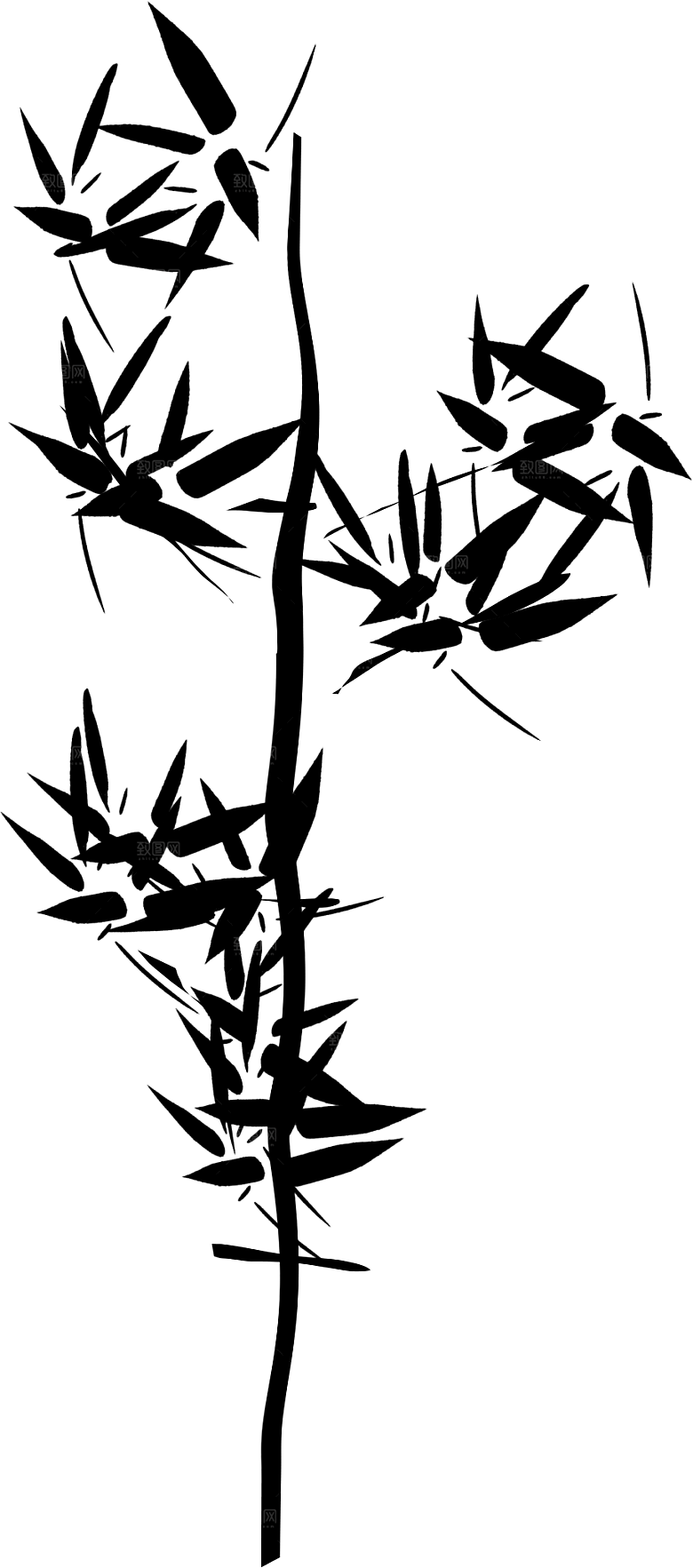 中式古风水墨竹子免扣素材